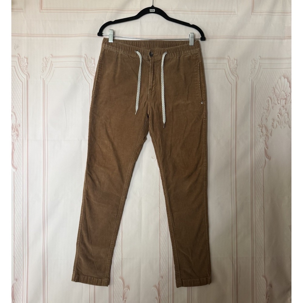 Vuori Optimist Pants Mens Sz S 30x28 Tan Corduroy Drawstring Stretch Cotton V440